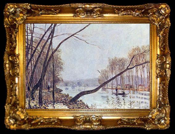 framed  Alfred Sisley Ufer der Seine im Herbst, ta009-2